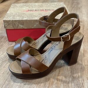 American Rag Women's Cognac Block Heel Sandals